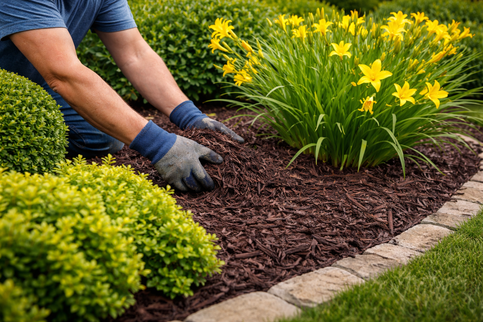 Landscape bed maintenance and mulch work